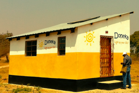 Rural Service Center with solar panels in a remote location in Zambia